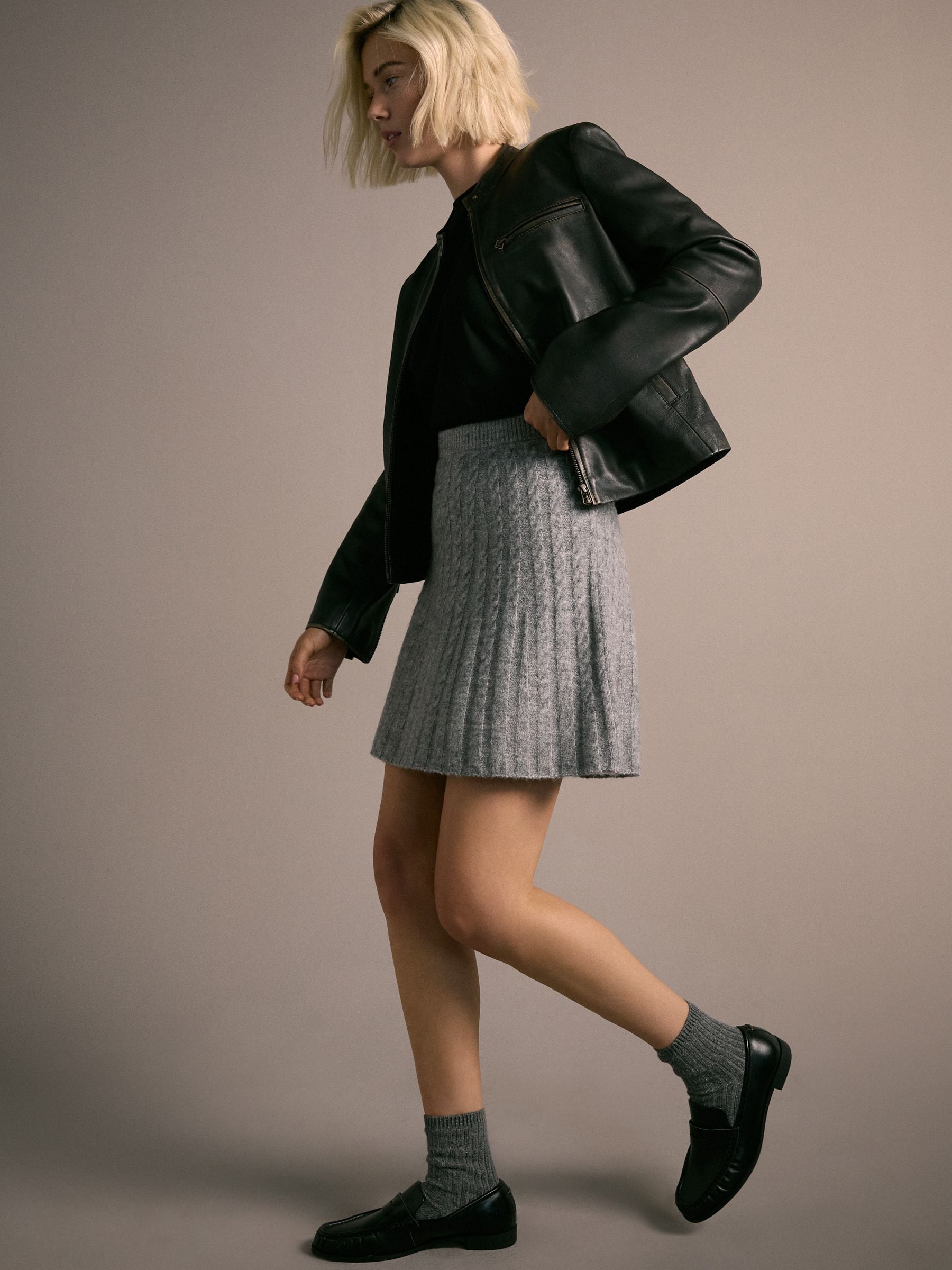 Grijs - Cable Knit Mini Skirt