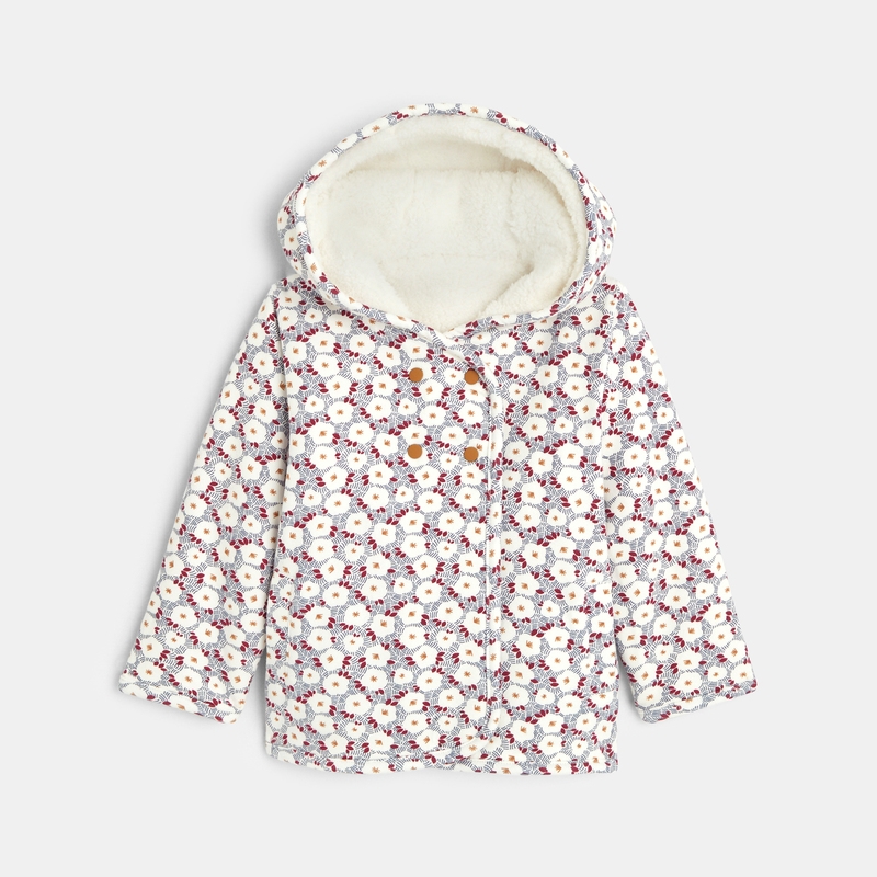 Veste réversible imprimée et doublure fausse fourrure bébé fille