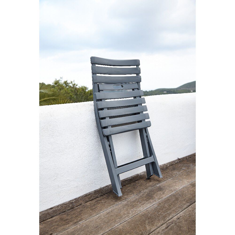 Chaise de jardin pliante plastique gris Relax