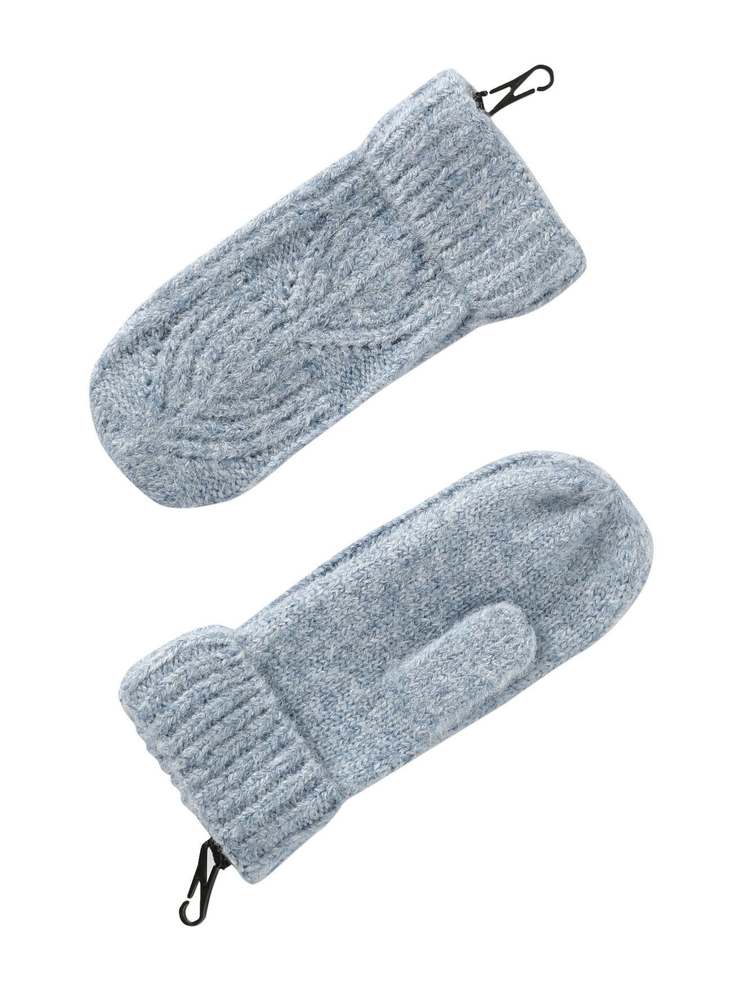 Vertbaudet Mädchen Strick-Set: Mütze, Rundschal & Handschuhe, Zopfmuster graublau