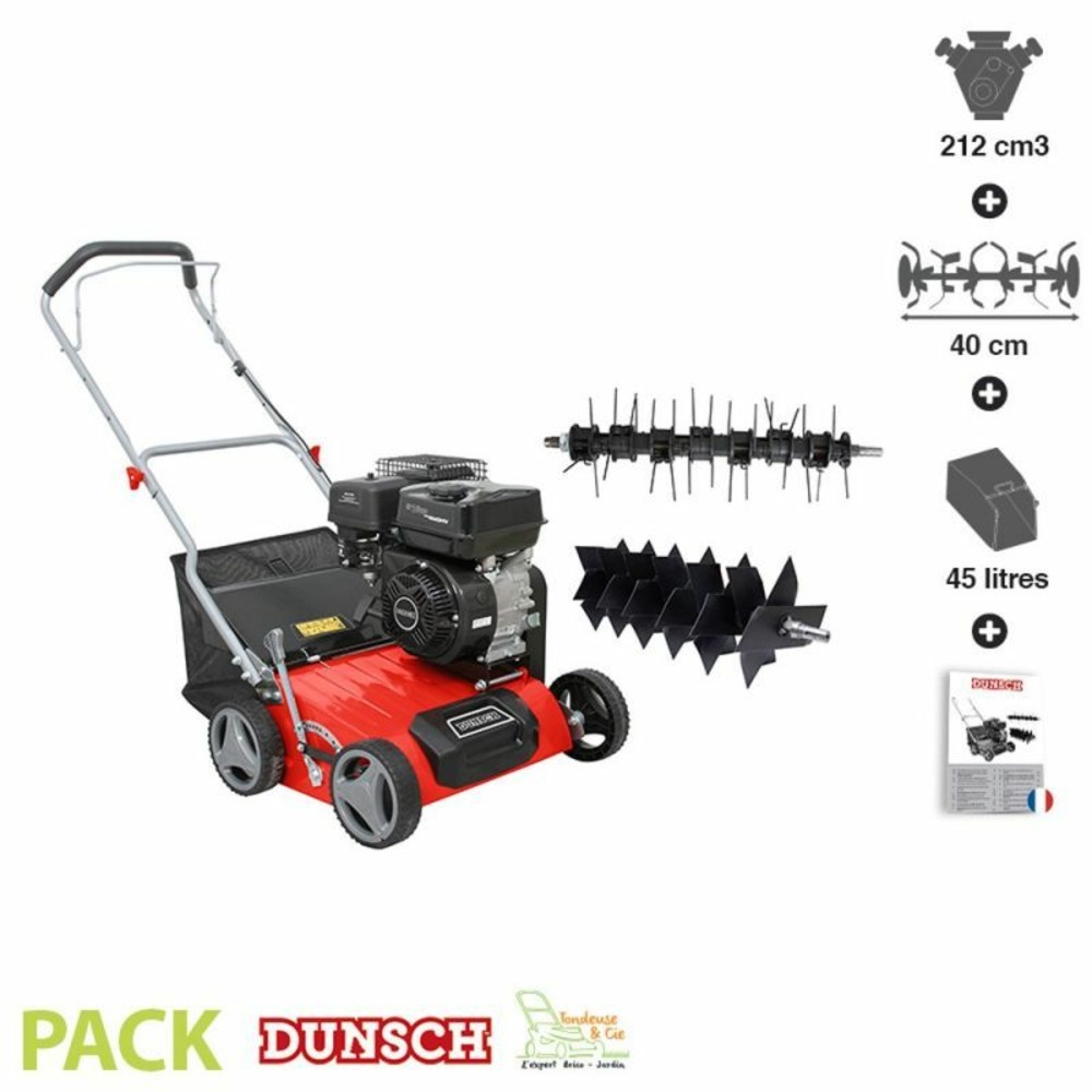 Scarificateur démousseur thermique 212cc 40 cm réglable dunsch du81212-40a