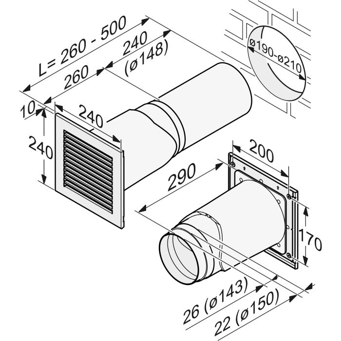 Miele DMK 150-1 Mauerkasten