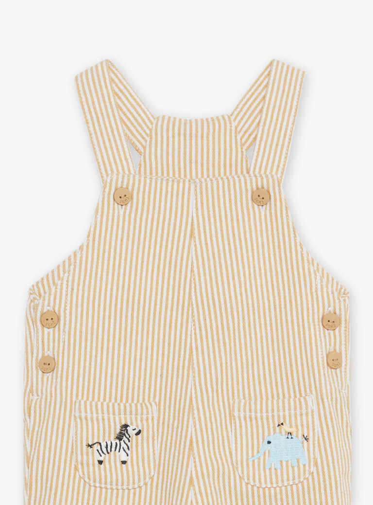 Salopette en twill écrues à rayures