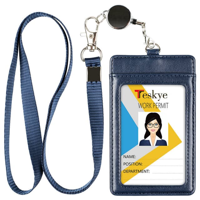 Kortholder Lodret PU Læder Badge Holder Sort