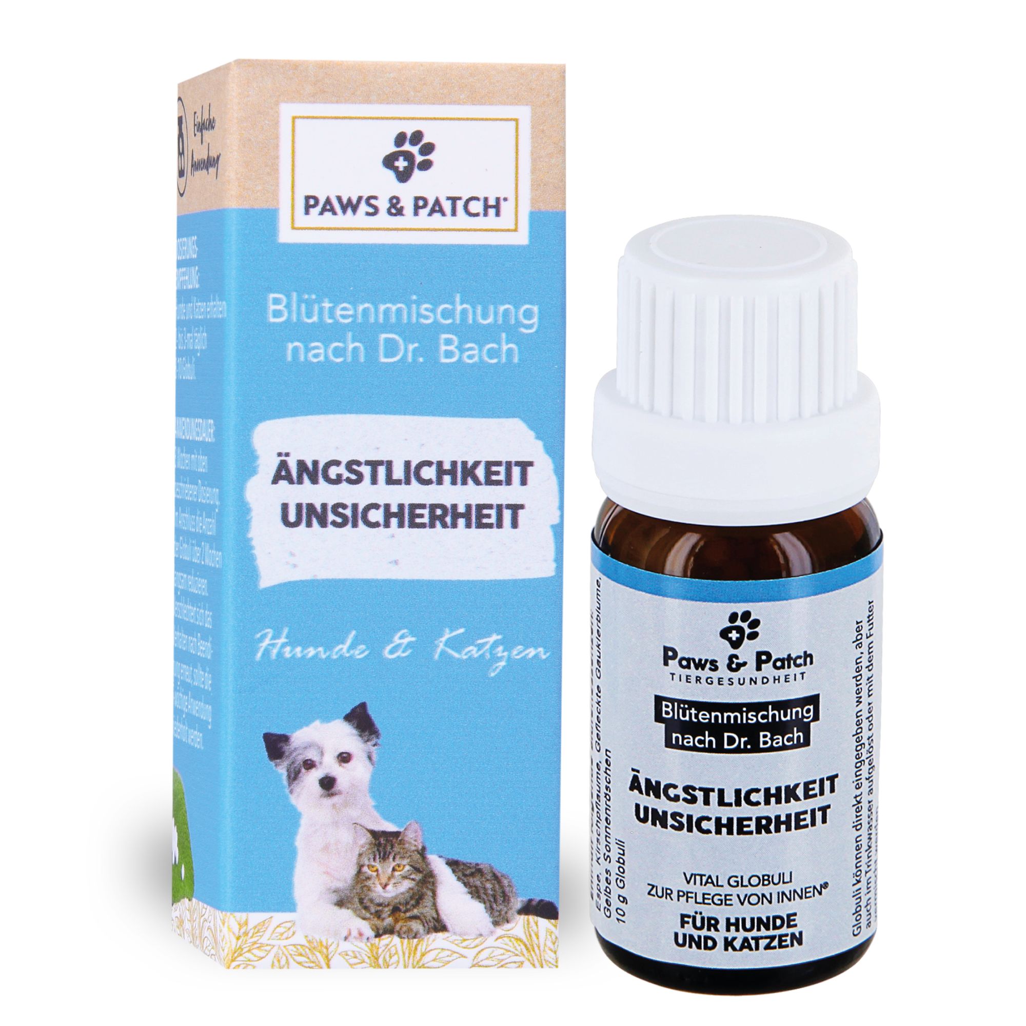 PAWS&PATCH Blütenmischung nach Dr. Bach ÄNGSTLICHKEIT UNSICHERHEIT für Hunde und Katzen
