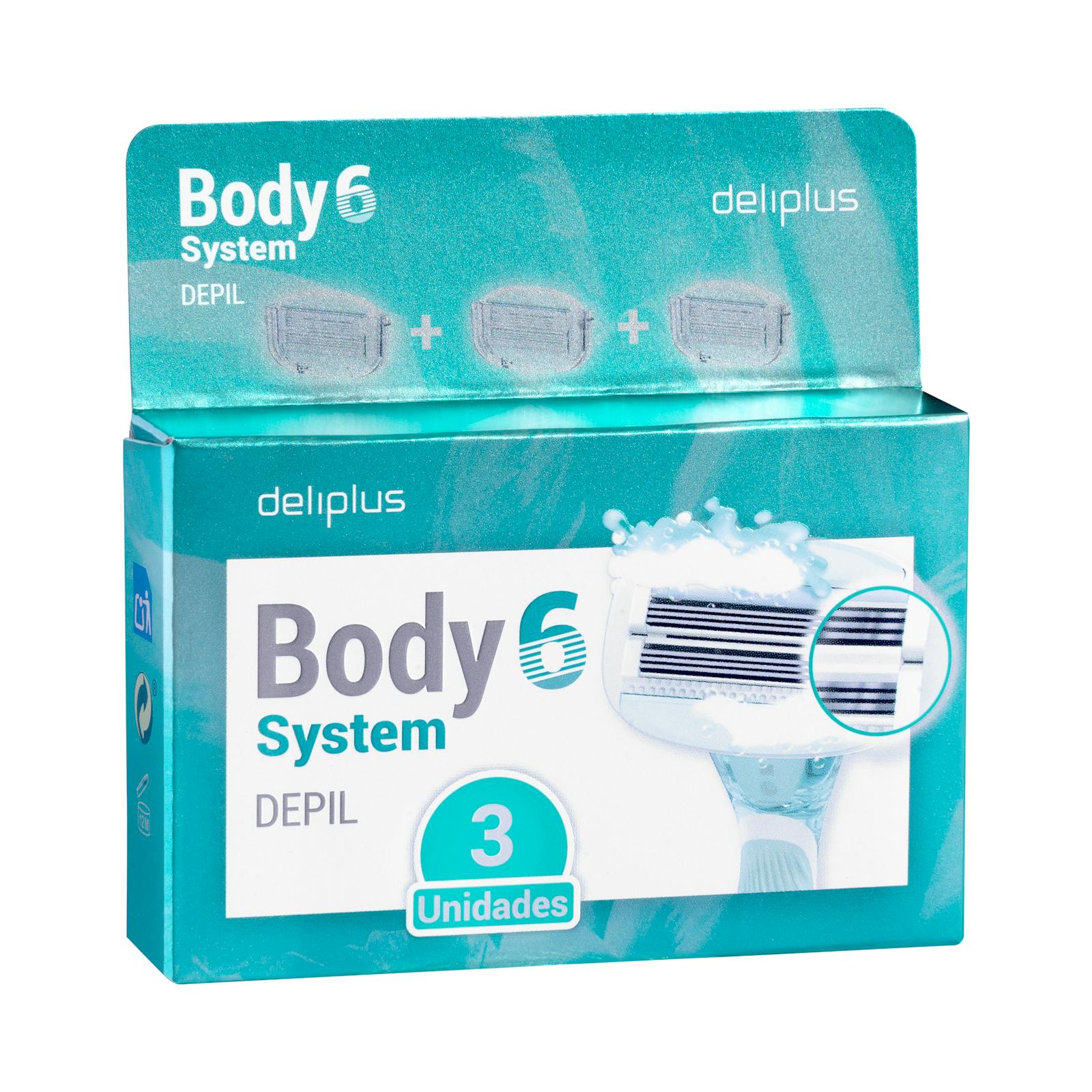 Recharges de rasoir d'épilation à 6 lames Deliplus Body System
