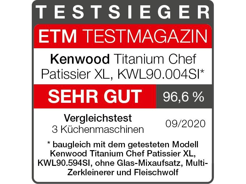 Kenwood Küchenmaschine Titanium Chef Patissier XL Silber Vielseitiges Küchengerät mit Wärm- und Wiegefunktion