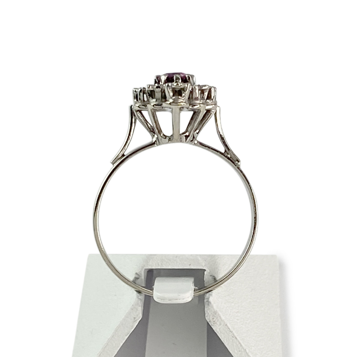 Bague d'occasion or 750 blanc diamants et rubis