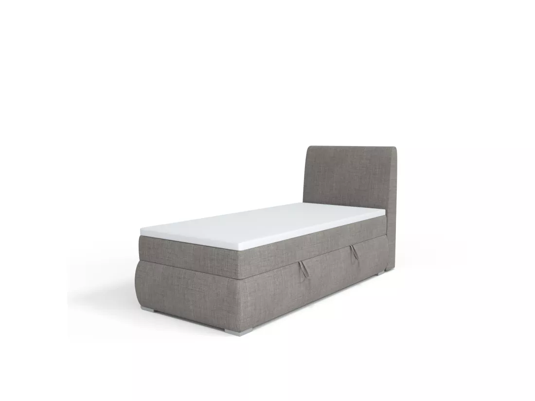 LIT BOXSPRING avec coffre de rangement Buffalo Mini côté droit 100x200 cm, Lux 06 (Gris)