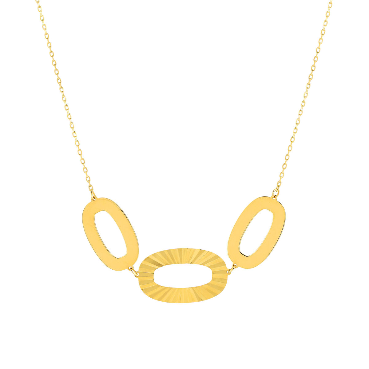 Collier or jaune 750 motif ovale 42 cm