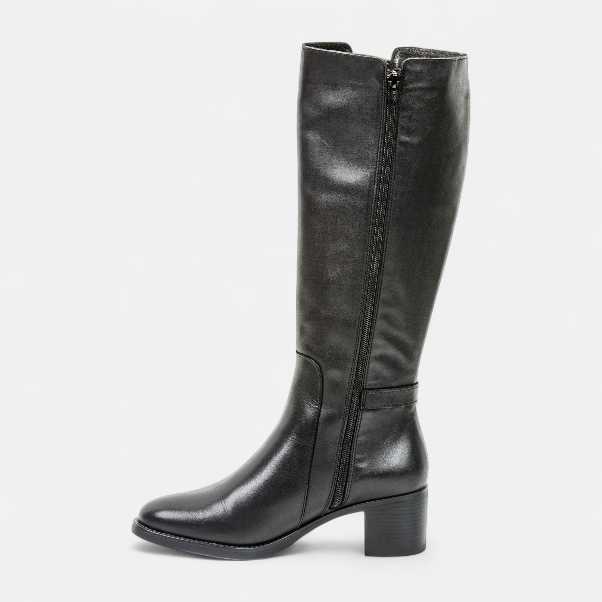 Bottes à talon Femme en cuir noir