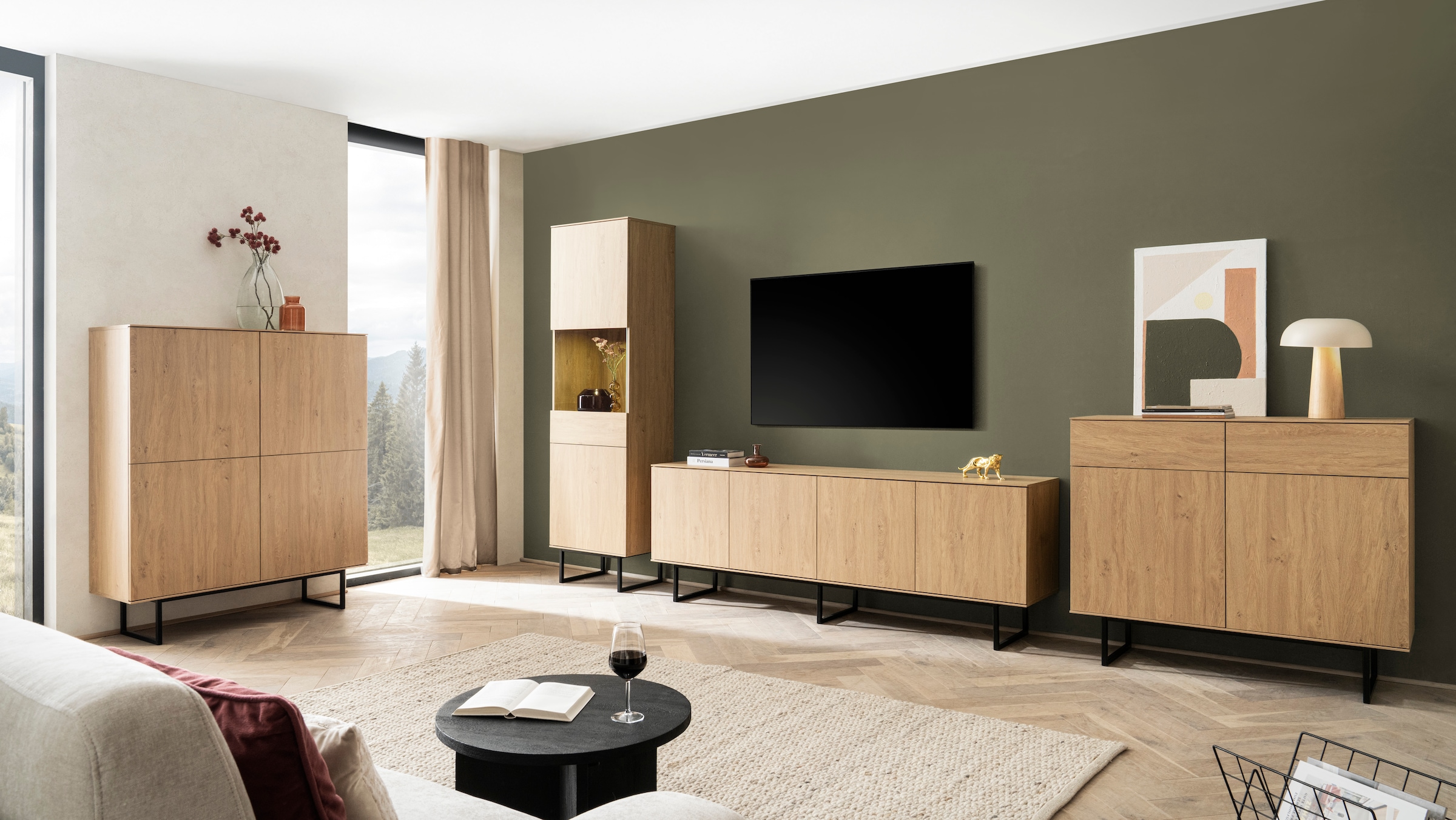 Home affaire Highboard »Lund, moderner Schrank, Kommode mit Kufengestell« ausreichend Stauraum, vielseitig einsetzbar, 115 cm breit