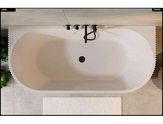 OTITEC - Baignoire semi îlot - 150 x 75 cm - avec siphon chrome - pie...