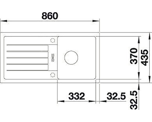 Spoelbak Blanco FAVUM 45 S 860 x 435 mm antraciet 524227