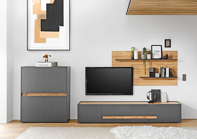 Highboard City Anthrazit matt/Wotan Eiche-Dekor 100x120x40 cm