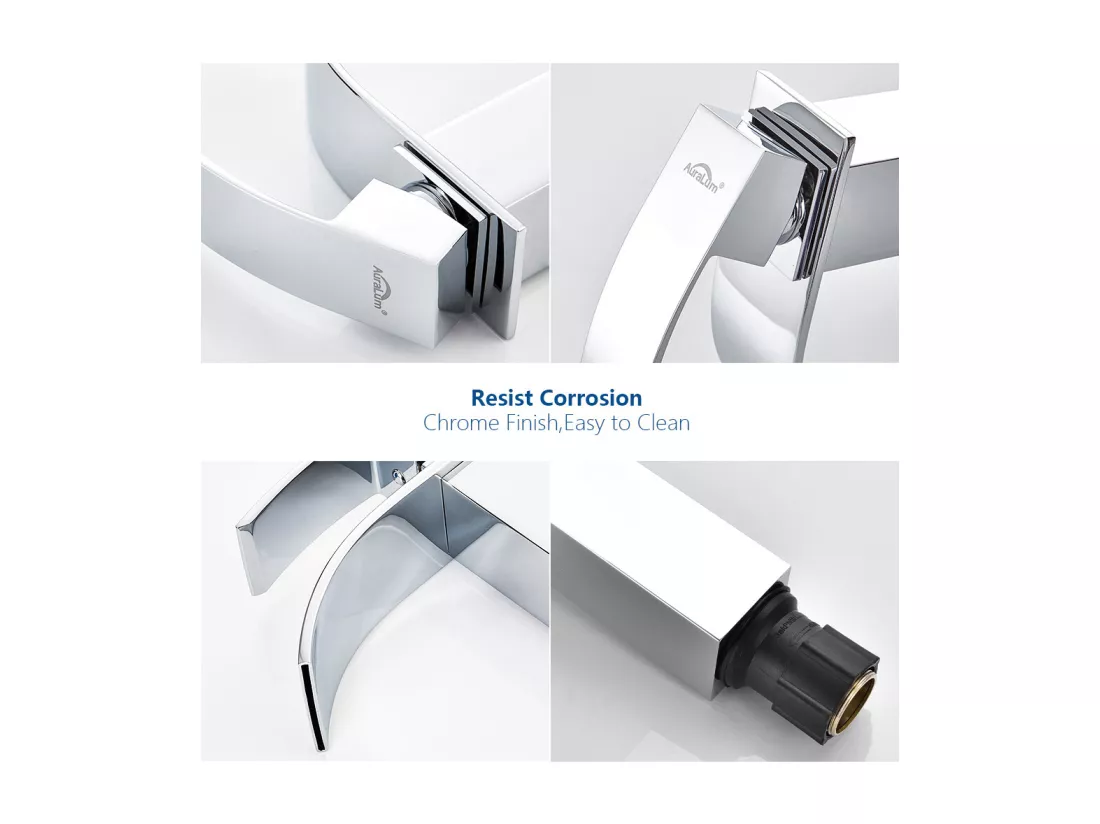 Cecipa max 2PCS Robinet Salle de Bain Mitigeur Lavabo Cascade Robinetterie Lave-mains avec Levier Unique Mélangeur à l'Eau Chaude et Froide,EU Modèle