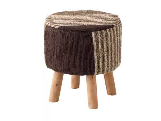 Pouf en jute et coton 40x40x45 cm