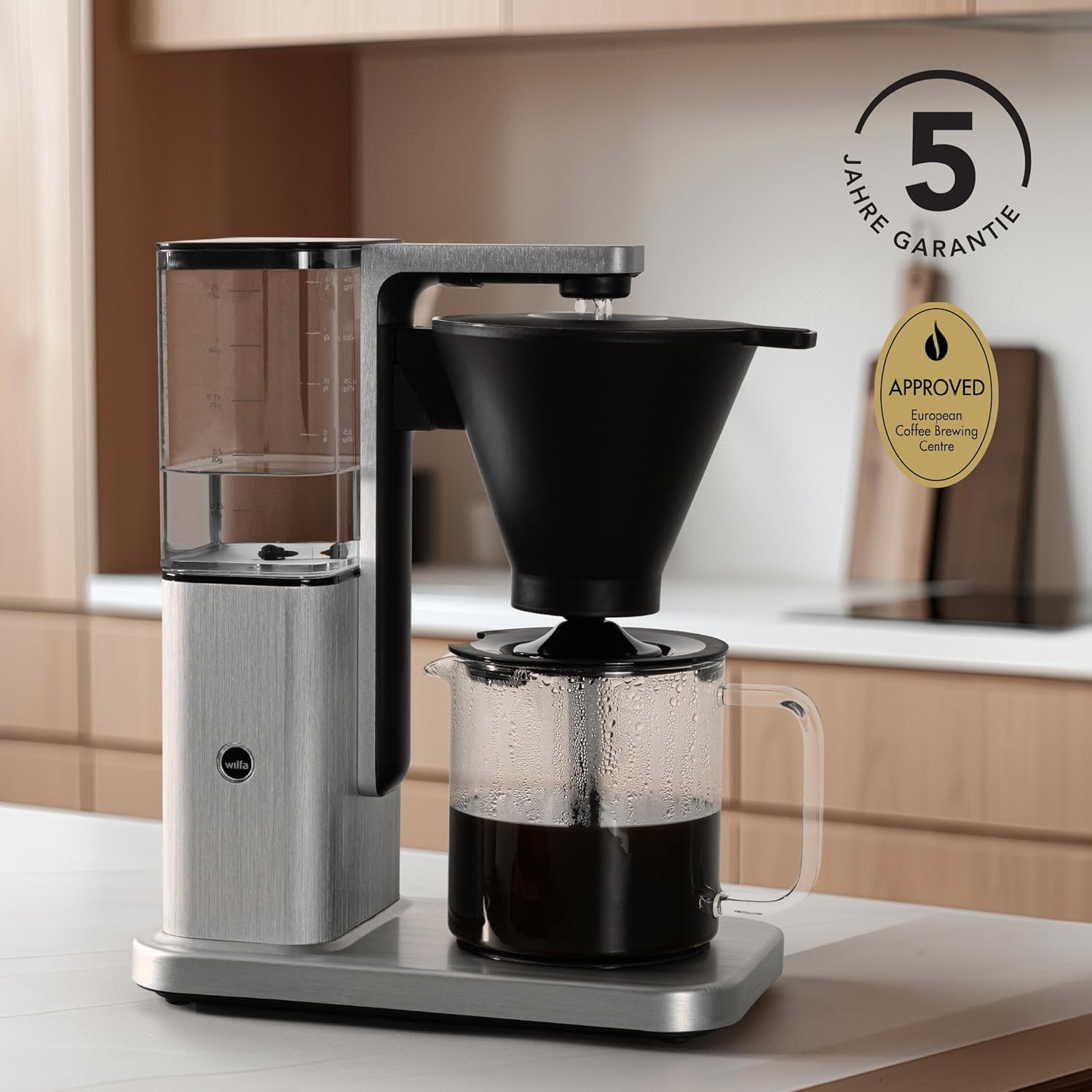 Wilfa Zense Alux Filterkaffeemaschine - 1,25L abnehmbarer Wassertank - Warmhaltefunktion - Auto-Tropfstopp & Auto-Abschaltung - Aluminiumgehäuse (Edelstahl gebürstet)