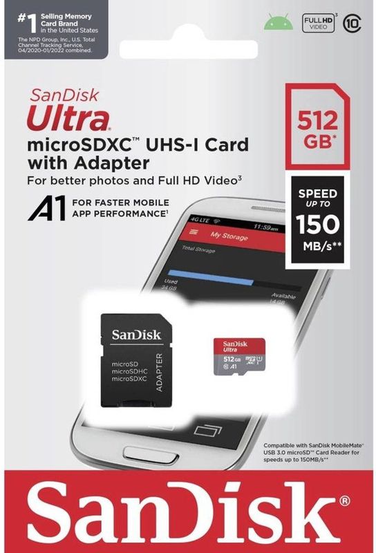 SanDisk Ultra MicroSDXC - 512GB - 150mb/s