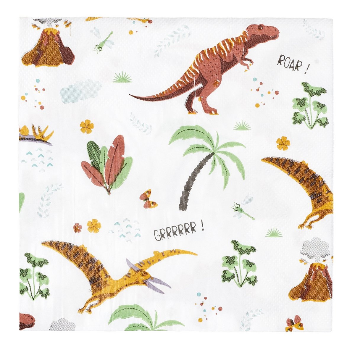 20 serviettes en papier dinosaure