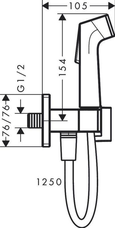 Douchehouder - Bidet Handdouche - Met Stopkraan - Doucheslang 1250 mm