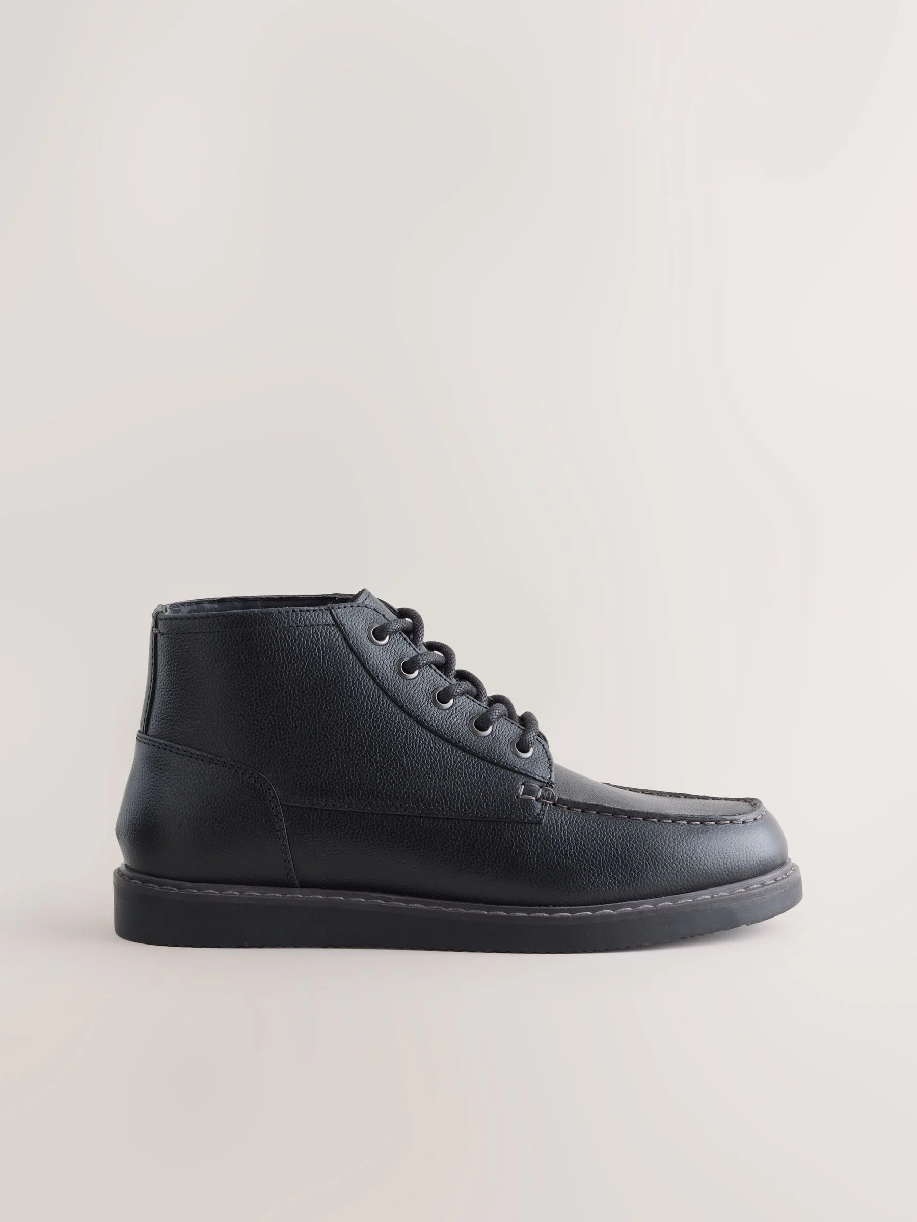 Zwart - Mid Wedge Leather Boots