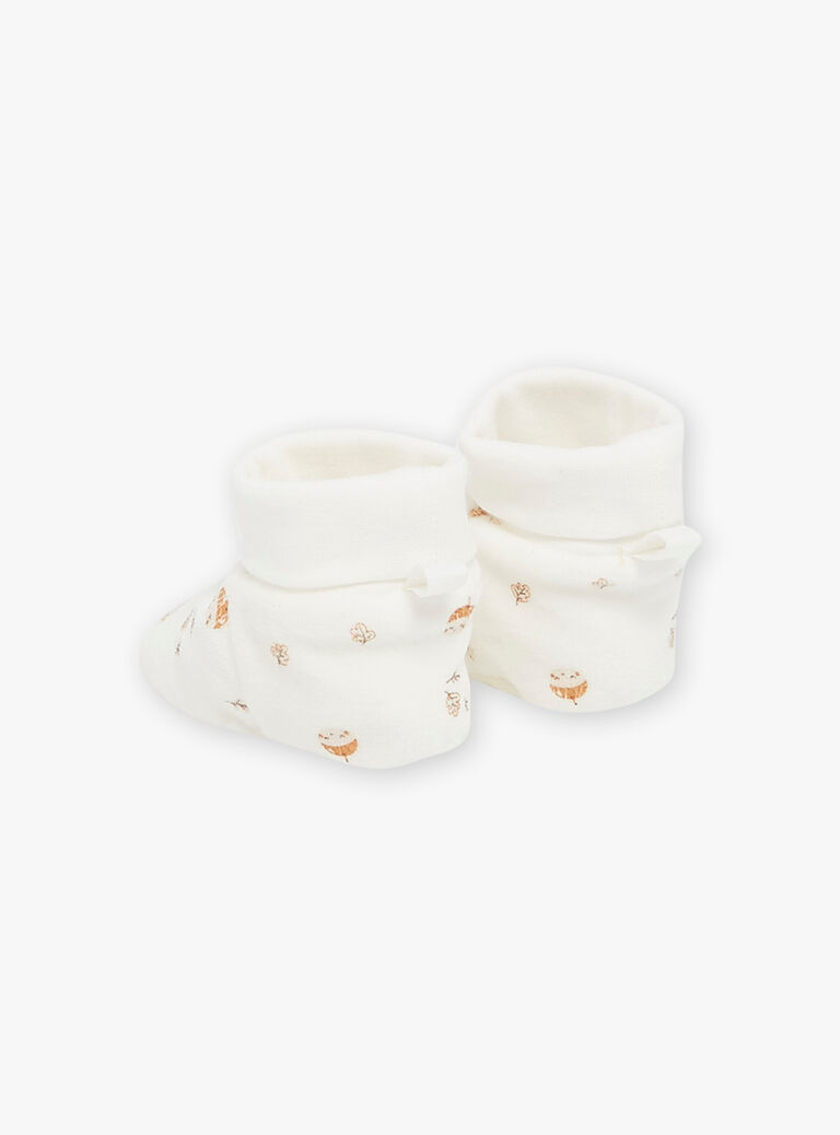 Chaussons de naissance écrus en velours