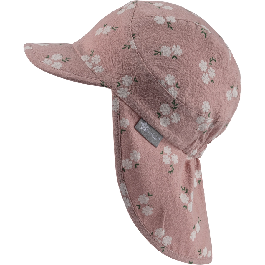 Sterntaler Schirmmütze mit Nackenschutz Blüten mattrosa