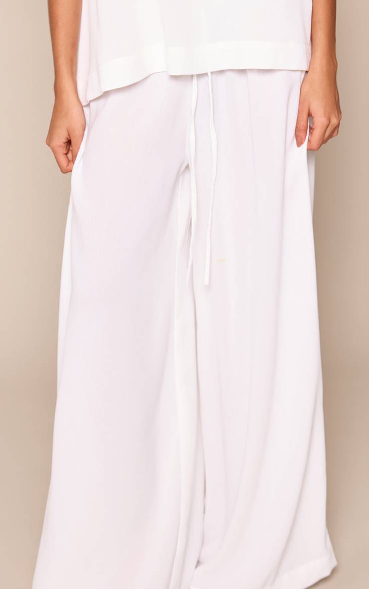 Blanc Pantalon Large En Mousseline Ensemble Coordonné