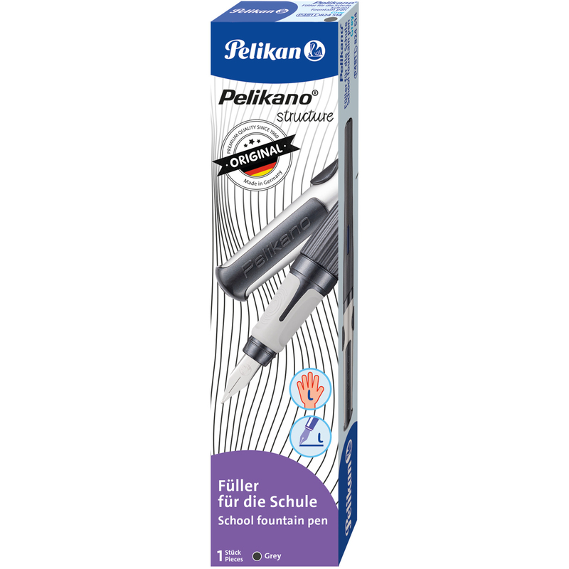 Pelikan Füllfederhalter Pelikano structure, für Linkshänder, L, grau