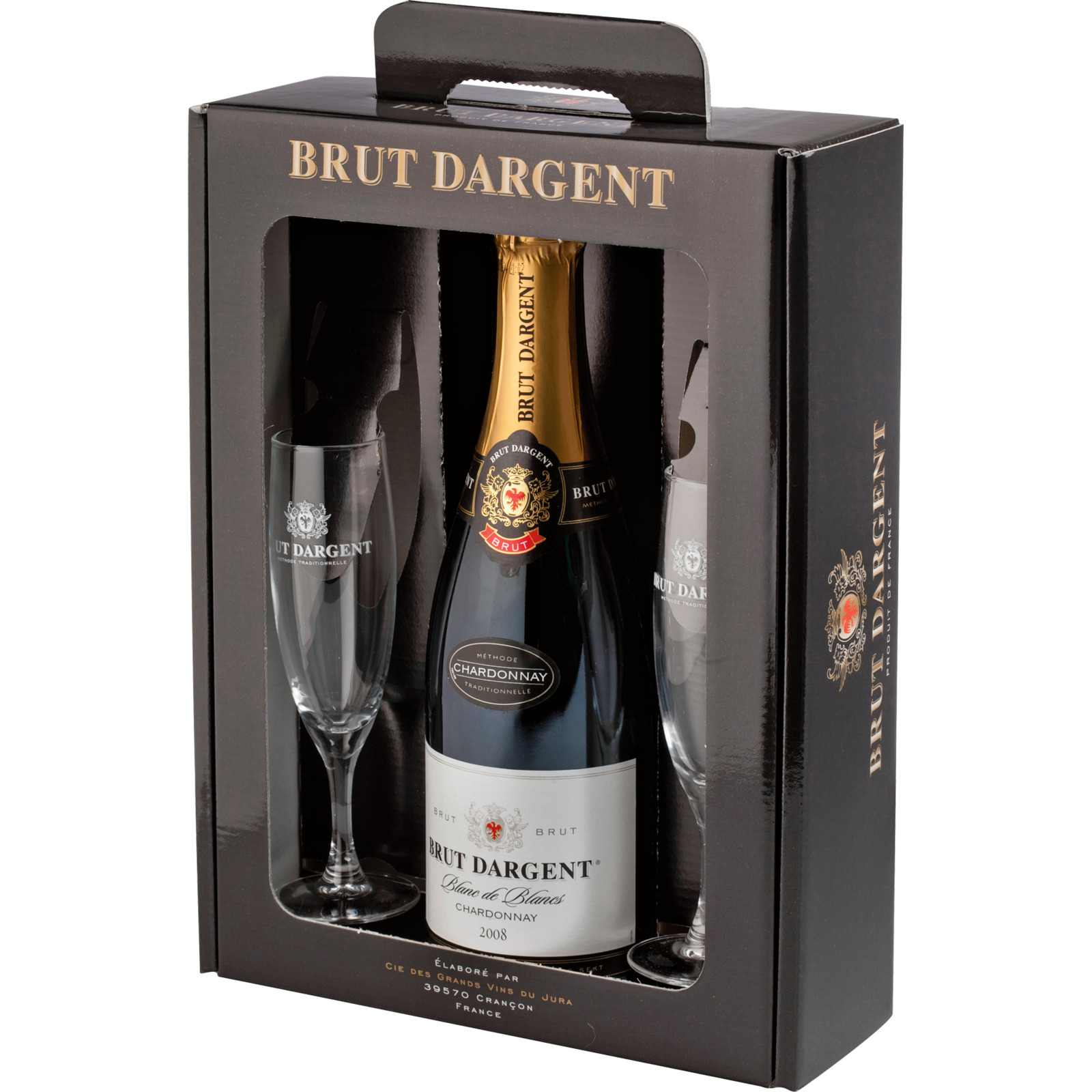 Brut Dargent Chardonnay mit 2 Gläsern 75 cl