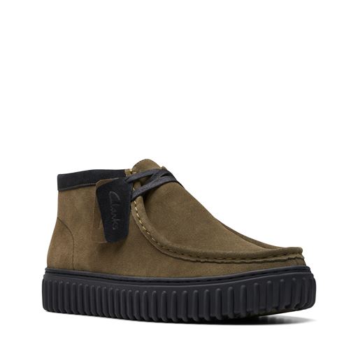 Clarks Torhill Hi Sko, Dark Olive Suede, 43