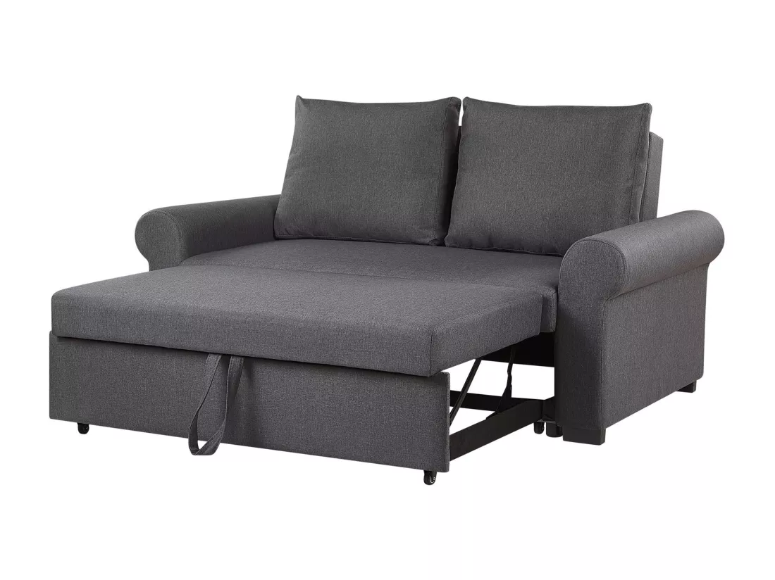 Canapé 2 places convertible en tissu gris foncé SILDA