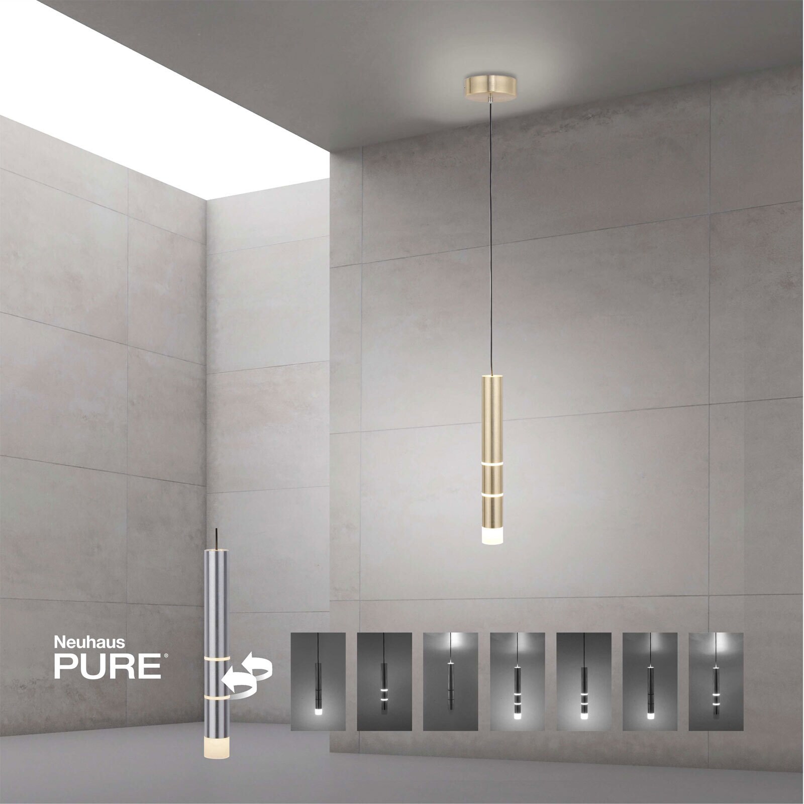 Paul Neuhaus LED Pendelleuchte PURE-VEGA 5 cm mattmessing