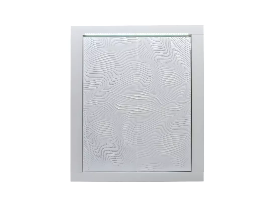 Vaisselier 2 portes Laqué Blanc à LEDs - MARKS