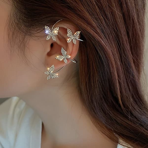 INF Ear Cuffs øredobber med sommerfugler 1 par Sølv
