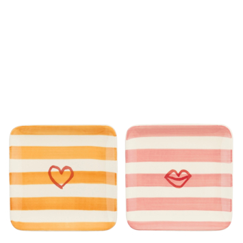 Bliss bord vierkant roze oranje - l14xb14xh2cm