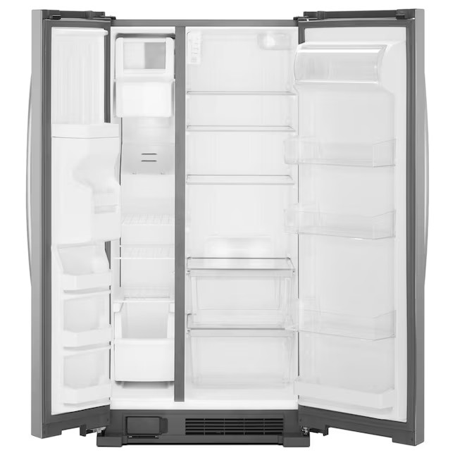 Refrigerador Whirlpool Side-by-Side de 24,6 pés cúbicos com máquina de gelo (aço inoxidável resistente a impressões digitais)