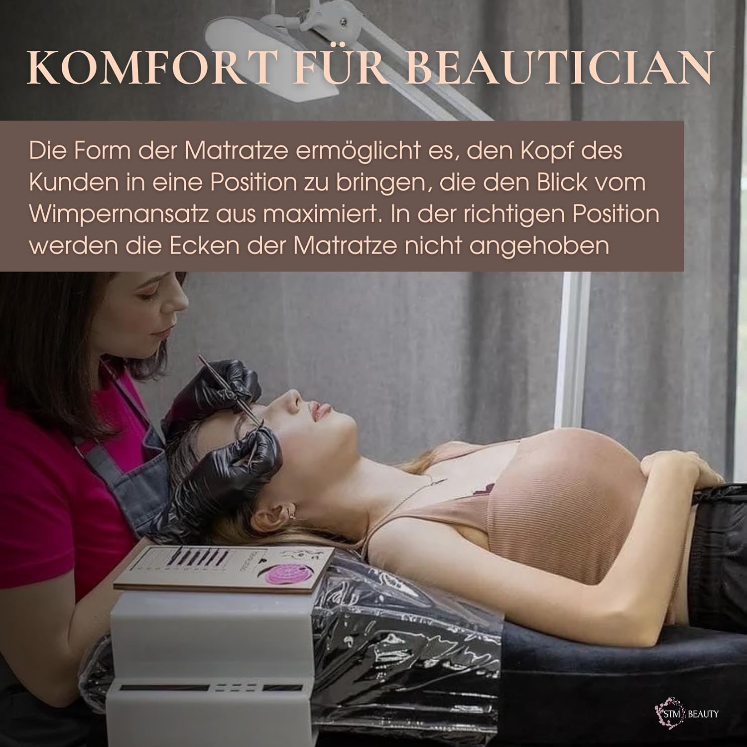 Wave Matratze mit Memory Foam 190x70 für Kosmetikliege, Massageliege, mit Bezug aus Velours, 08 Burgunder, Weinrot