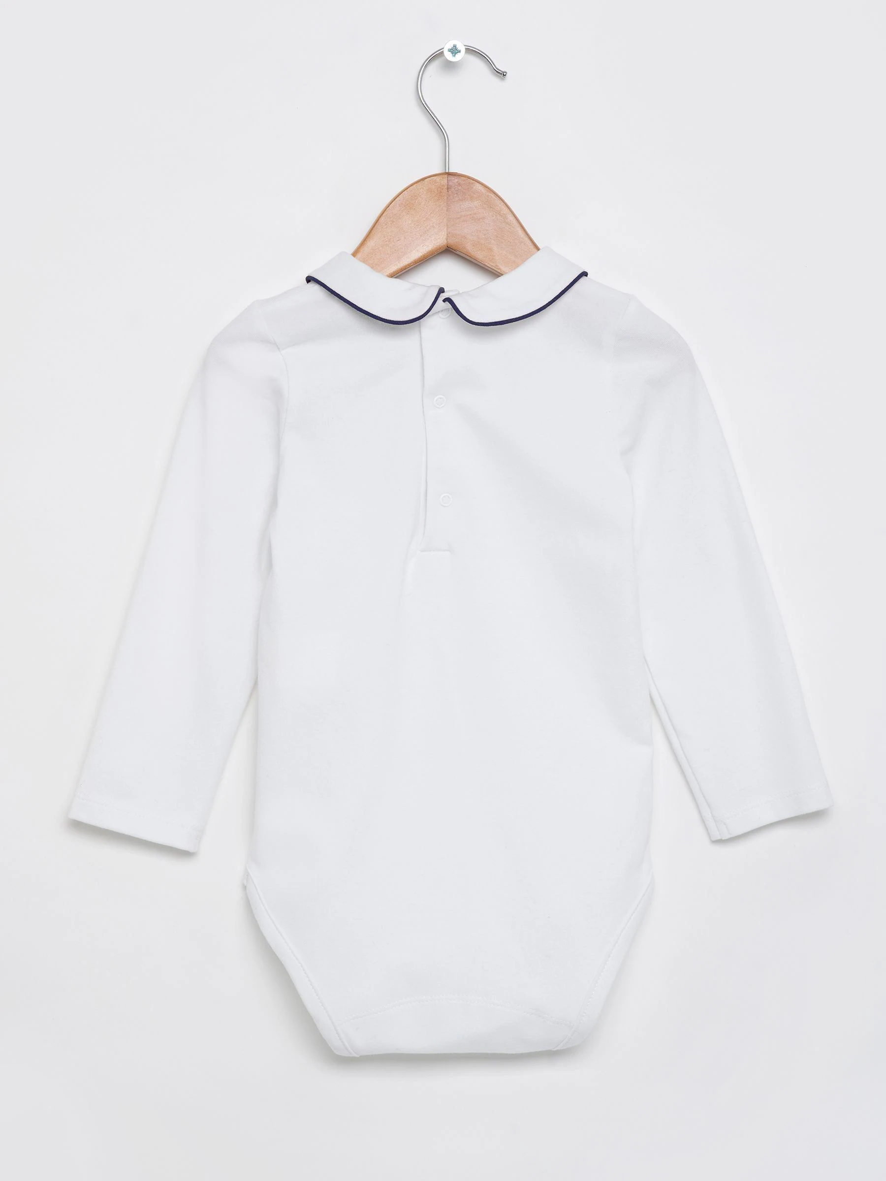 Trotters London witte Milo body met bies en lange mouwen