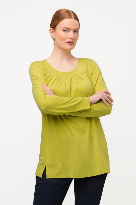 Shirt, Zierfalten, Dekore, Rundhals, 3/4-Arm, Lyocell