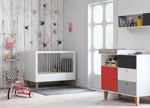 Chambre DUO CONCEPT lit 70x140+commode Rouge - VOX