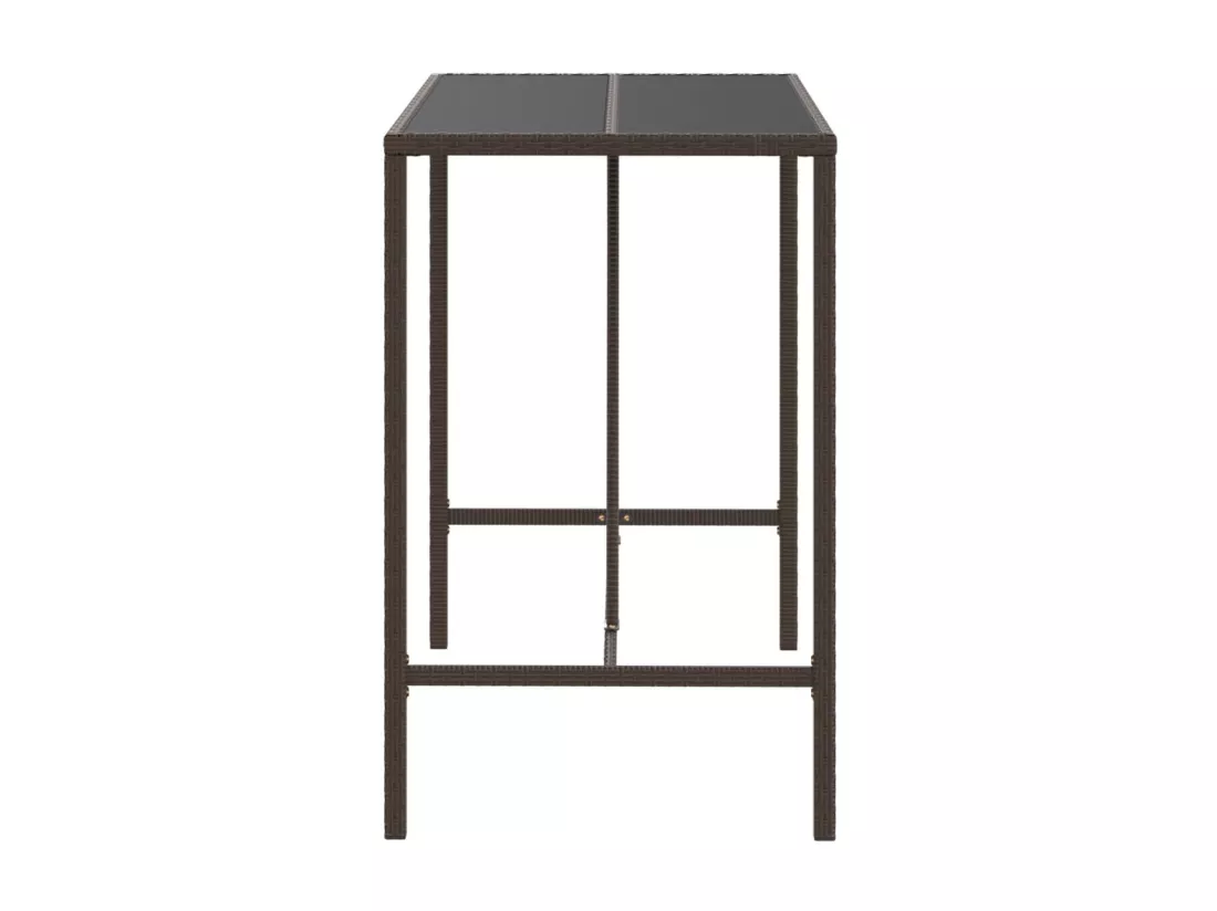 Prolenta Premium - Table de bar et dessus en verre marron 110x70x110 cm poly rotin
