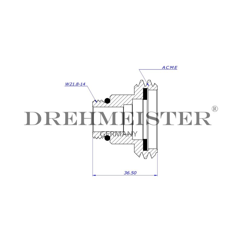 DREHMEISTER ACME Tankadapter Ø22mm (1 ¾' x W 21,8)