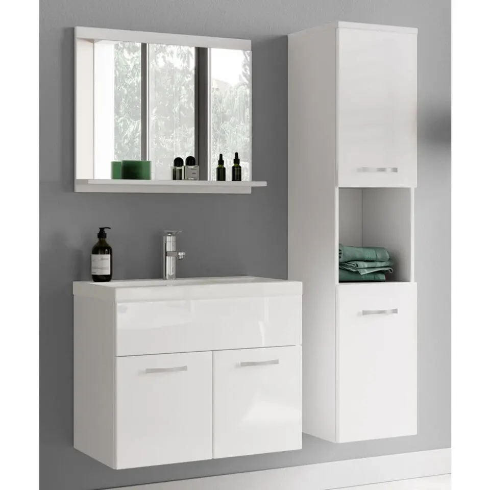 Badplaats Badkamermeubel Montreal 60 x 35 cm – Hoogglans Wit – Wastafel met