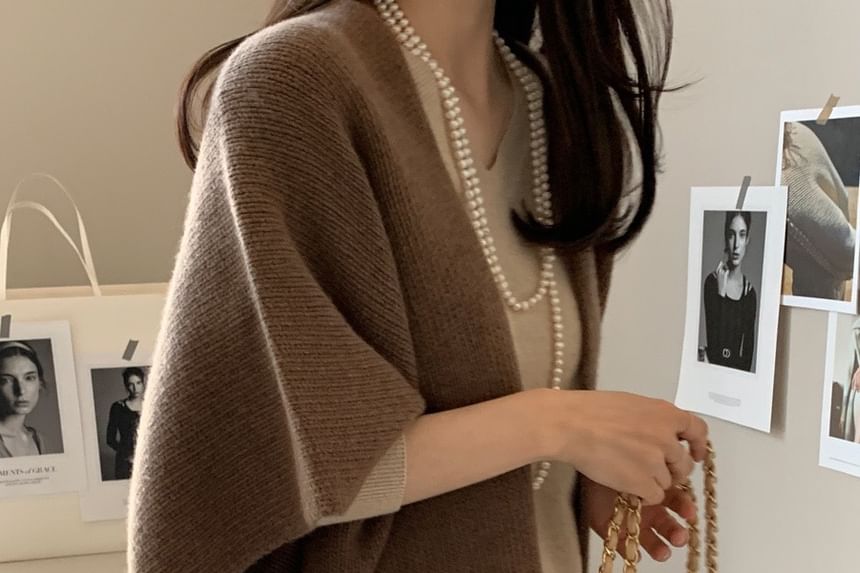 tandorfig - Asymmetrische cardigan met wijde mouwen en open voorkant