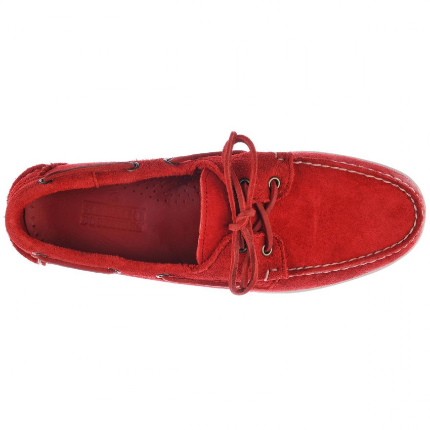 DOCKSIDES SUEDE ROUGE-Chaussures bateau pour homme en suede rouge Portland