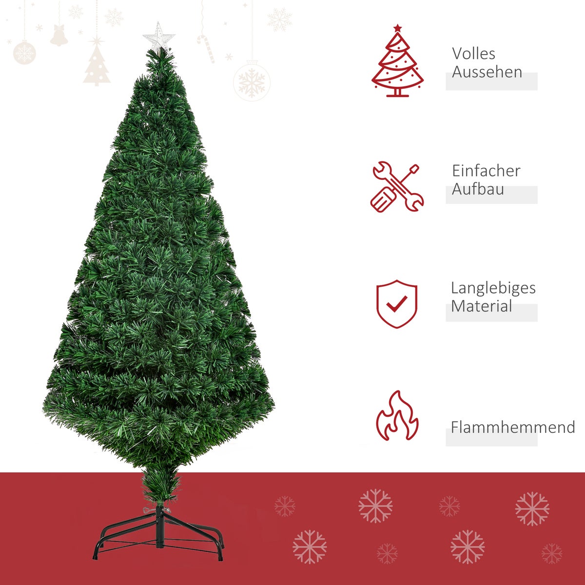 HOMCOM Kerstboom, Ø70 x H120 cm, metaal, groen