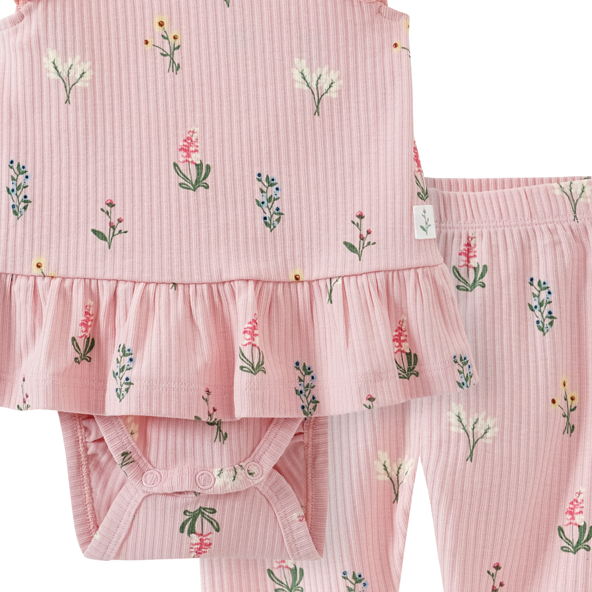 Topomini Pure Collection Baby Bodykleid und Leggings mit Blumen-Print rosa