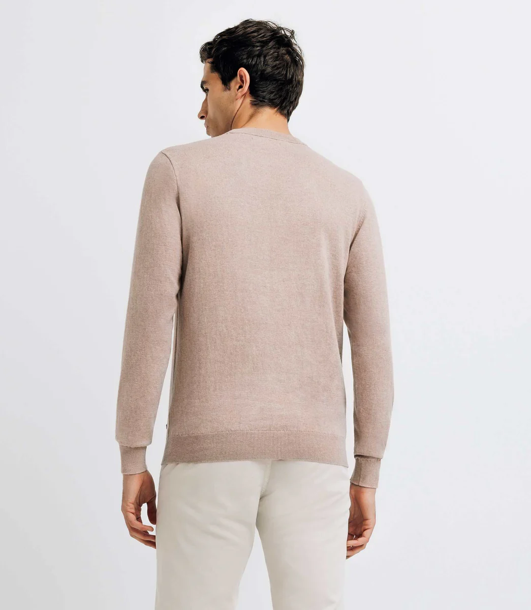 Pull col rond double fil beige